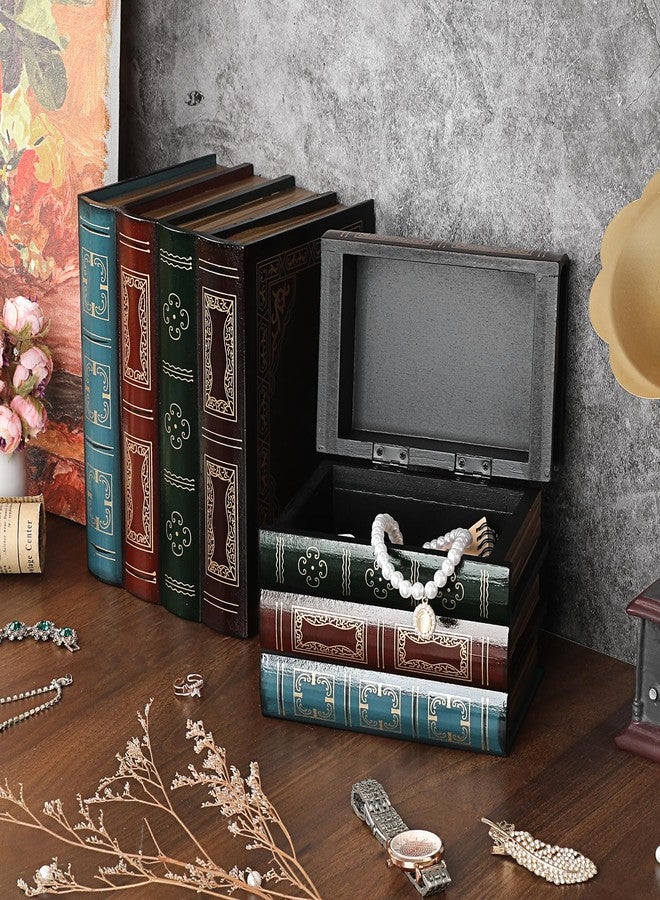 ELLDOO 2 Pack Decorative Book Boxes, Vintage Style Fake Book Box Hollow Book Hidden Storage, Antique Decorative Storage Boxes for Jewelry Trinket Treasure Memories Keepsake Hobby (Style B) - Image 4